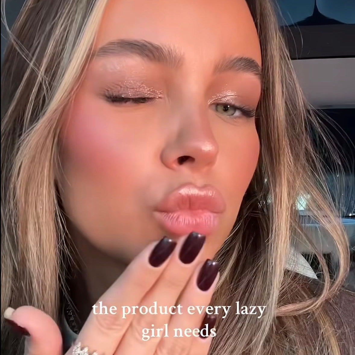 Woman sending kisses The product every lazy girl needs 